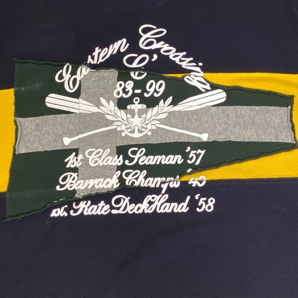 Nautica Sportswear Y2K Rugby Stripe Polo Shirt Mens Yellow Blue XL Sailing Retro - Picture 4 of 11